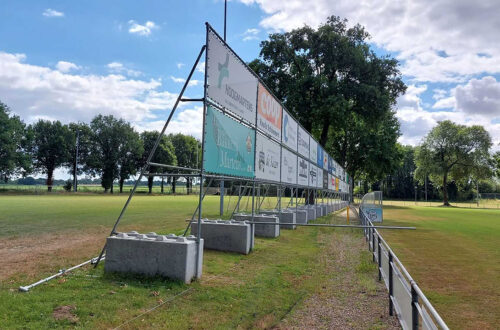 concrete block holding billboard